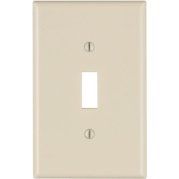 Leviton 1-Gang Smooth Plastic Mid-Way Toggle Switch Wall Plate, Light Almond 025-80501-00T - main